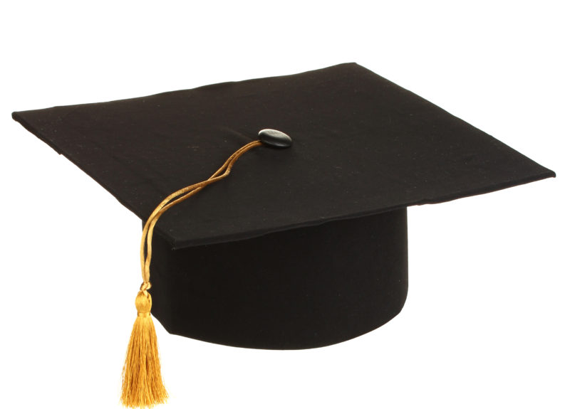 Black Grad Hat on white