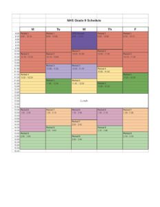 Grade 9 Class Schedule